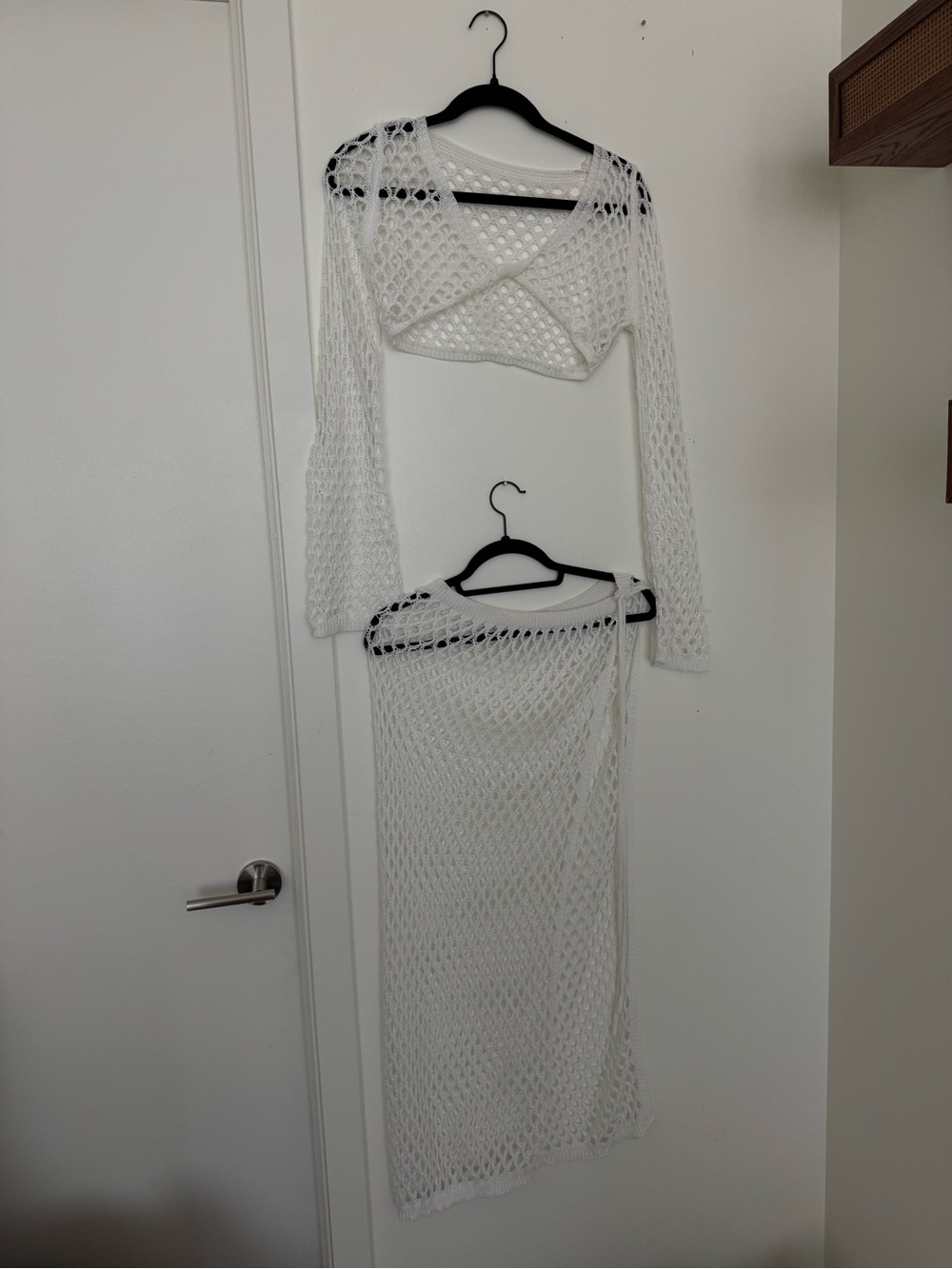 Edikted White Crochet Two-Piece Swim Coverup Set